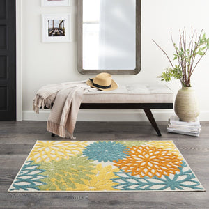 3' X 4' Blue And Yellow Indoor Outdoor Area Rug