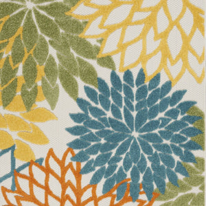 5' X 7' Blue And Yellow Indoor Outdoor Area Rug