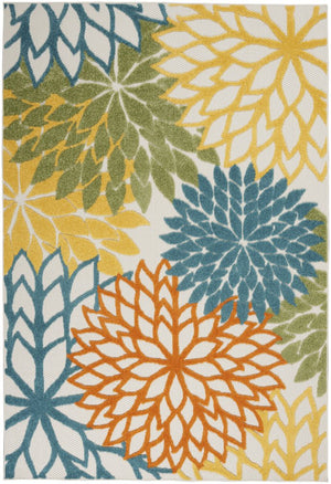 5' X 7' Blue And Yellow Indoor Outdoor Area Rug