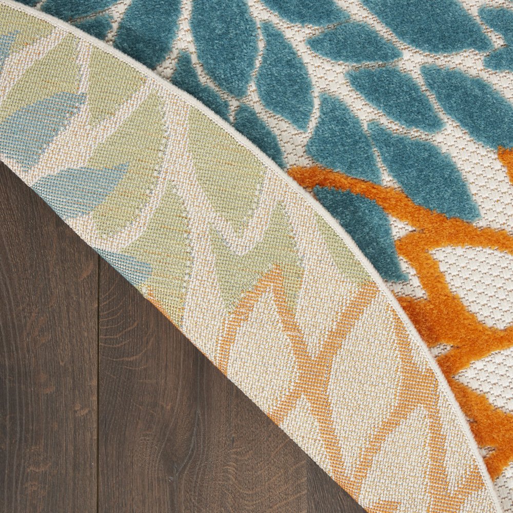 5' X 5' Blue And Yellow Round Indoor Outdoor Area Rug