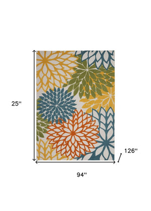 8' X 11' Blue And Yellow Indoor Outdoor Area Rug