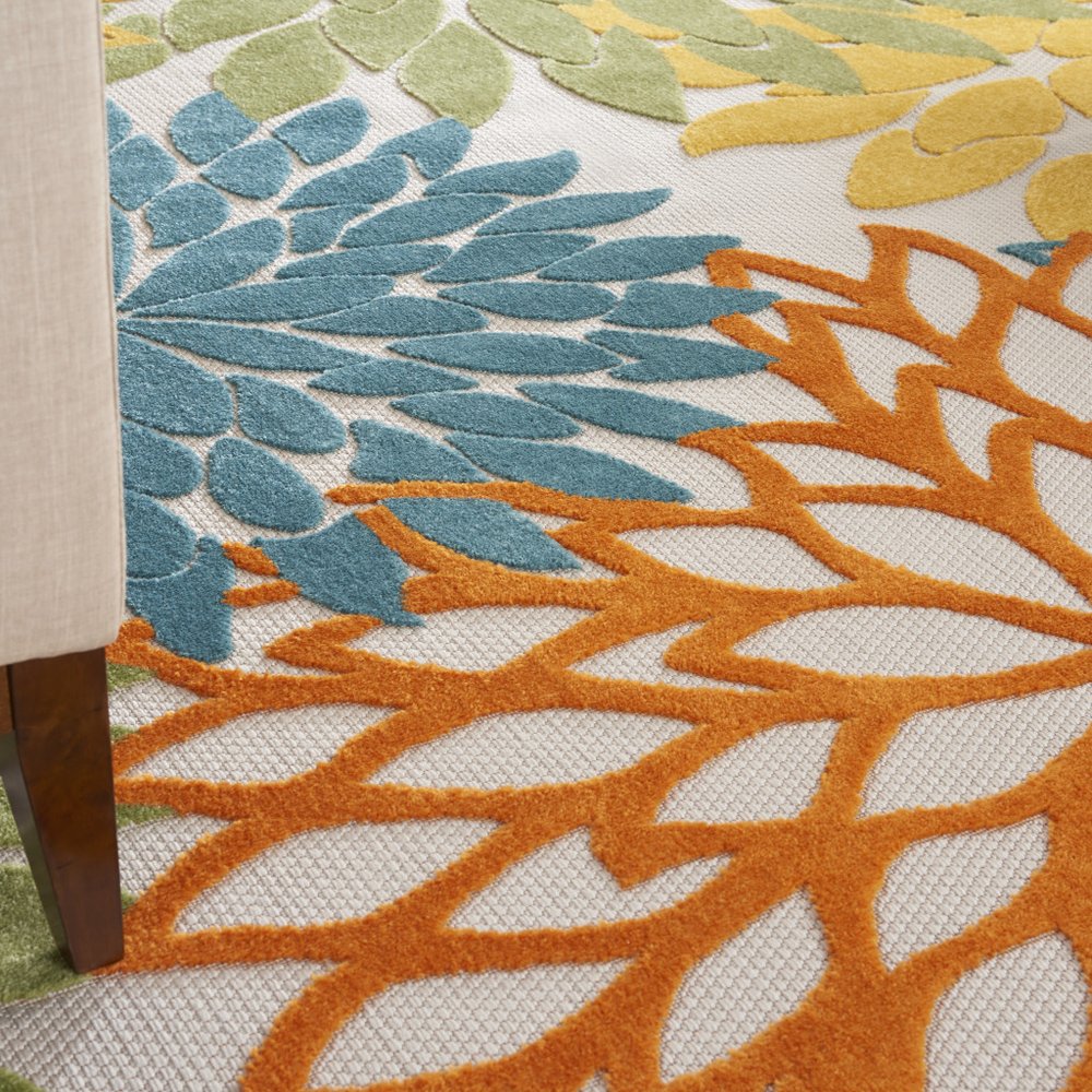8' X 11' Blue And Yellow Indoor Outdoor Area Rug