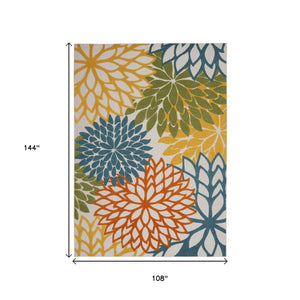 9' X 12' Blue And Yellow Indoor Outdoor Area Rug