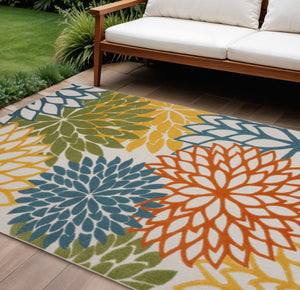 10' X 13' Blue And Yellow Indoor Outdoor Area Rug