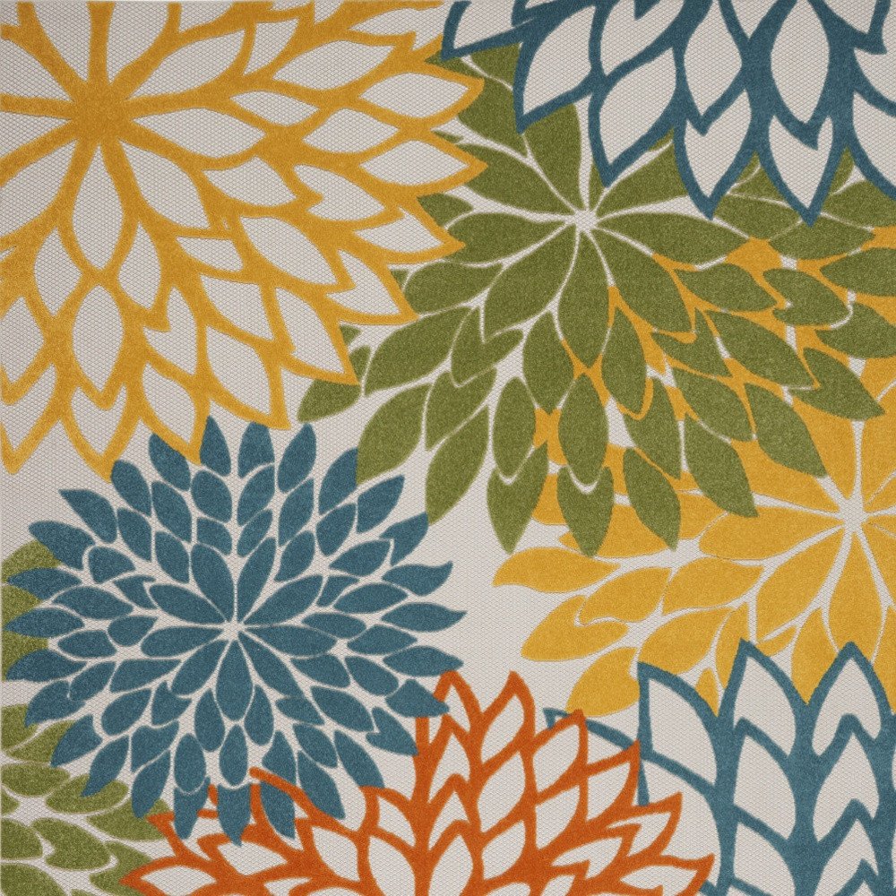 10' X 13' Blue And Yellow Indoor Outdoor Area Rug