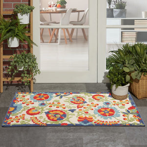 3' X 5' Red And Ivory Indoor Outdoor Area Rug