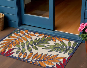 3' X 5' Red And Ivory Indoor Outdoor Area Rug