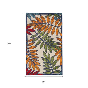 3' X 5' Red And Ivory Indoor Outdoor Area Rug