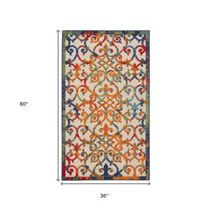 3' X 5' Blue And Orange Indoor Outdoor Area Rug