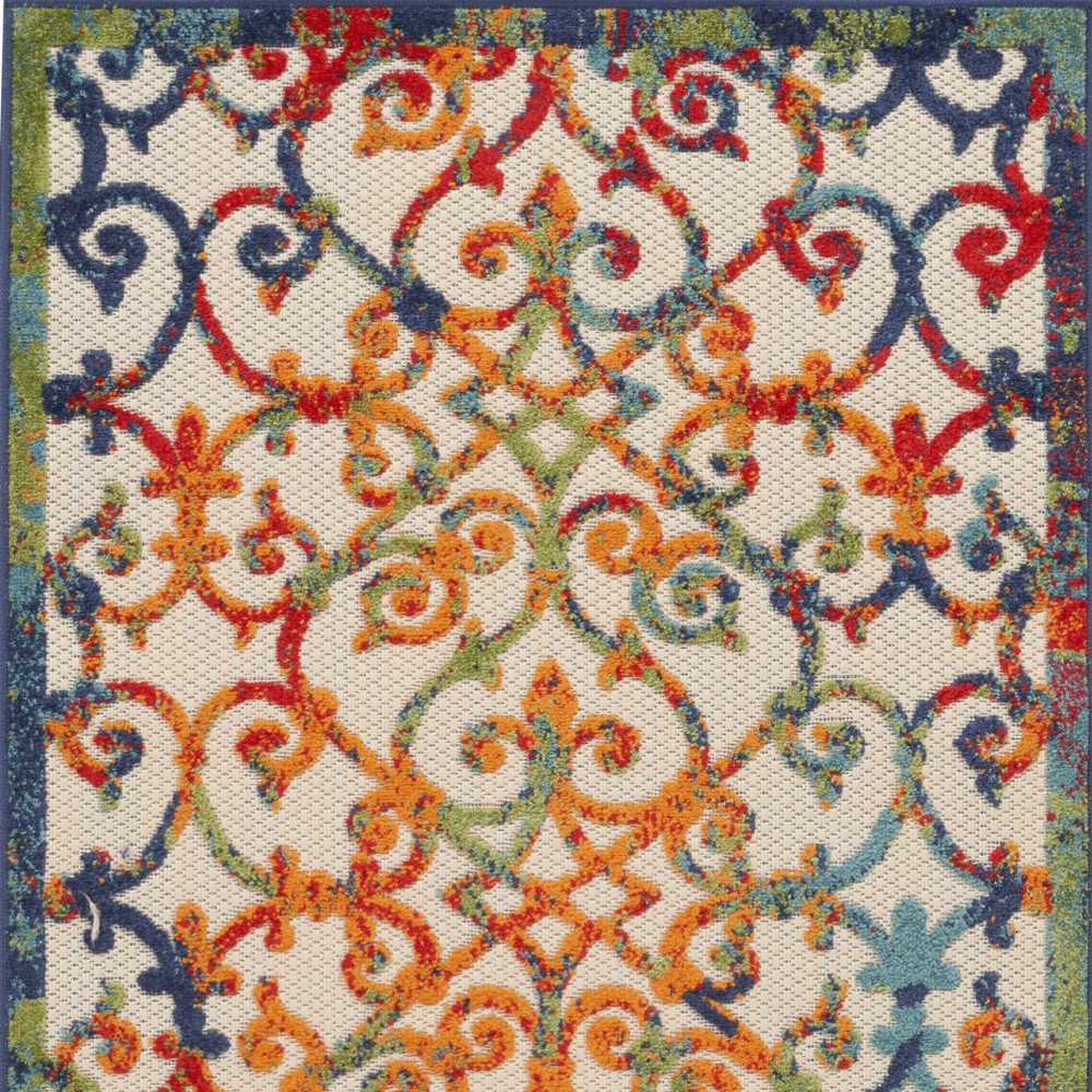 3' X 5' Blue And Orange Indoor Outdoor Area Rug