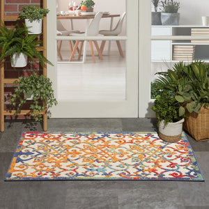 3' X 5' Blue And Orange Indoor Outdoor Area Rug