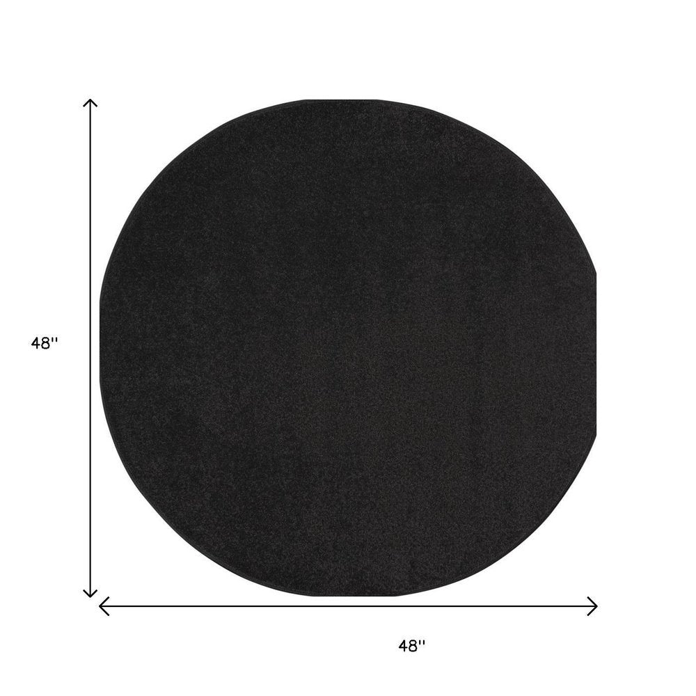 4' Black Round Indoor Outdoor Area Rug