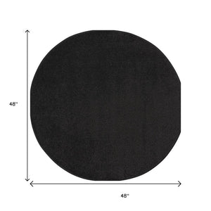 4' Black Round Indoor Outdoor Area Rug