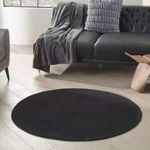 4' Black Round Indoor Outdoor Area Rug