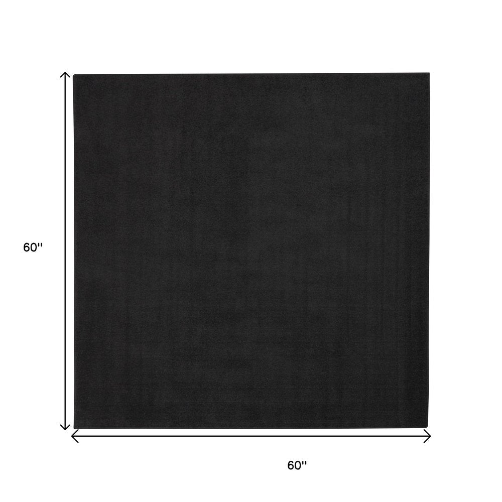 5' X 5' Black Square Indoor Outdoor Area Rug