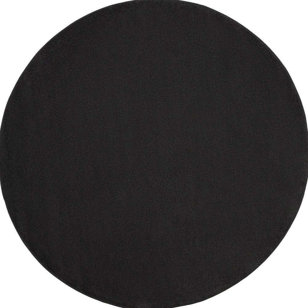 6' X 6' Black Round Indoor Outdoor Area Rug