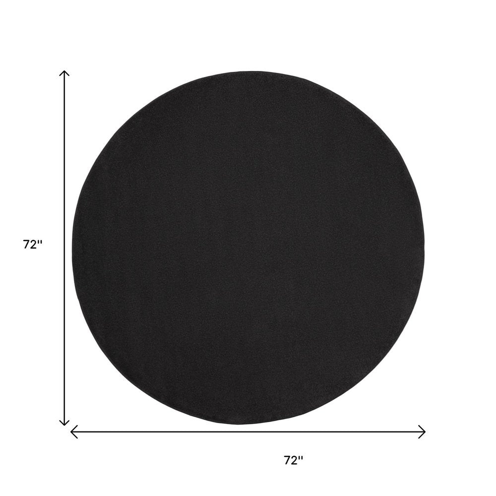 6' X 6' Black Round Indoor Outdoor Area Rug