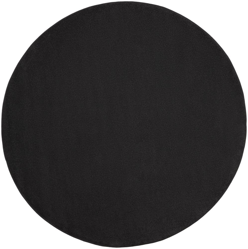 6' X 6' Black Round Indoor Outdoor Area Rug