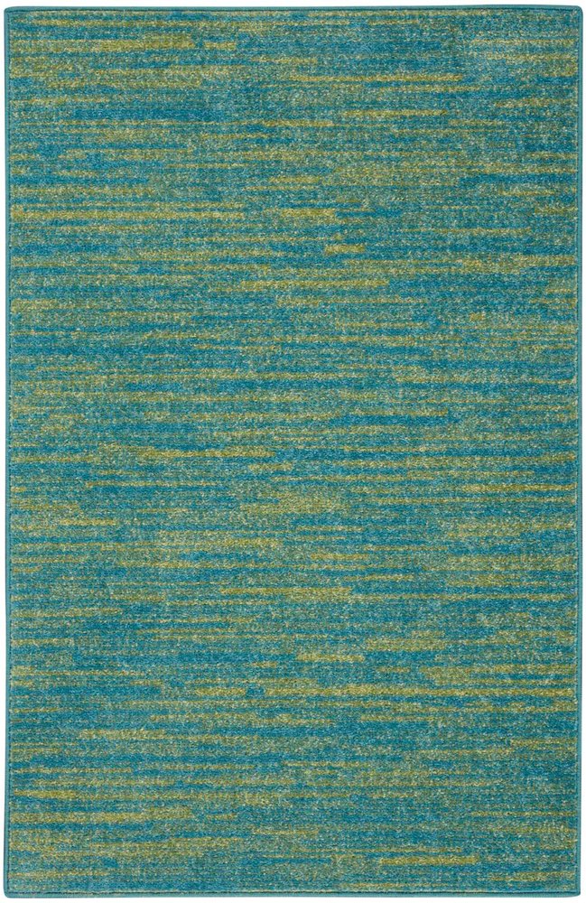 4' Runner Blue And Green Indoor Outdoor Runner Rug