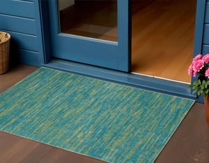 3' X 5' Blue And Green Indoor Outdoor Area Rug