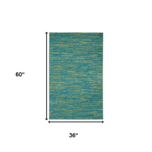3' X 5' Blue And Green Indoor Outdoor Area Rug