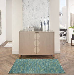 3' X 5' Blue And Green Indoor Outdoor Area Rug