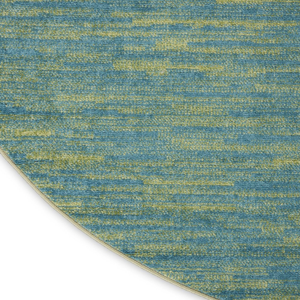 4' Blue And Green Round Indoor Outdoor Area Rug