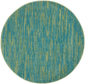 4' Blue And Green Round Indoor Outdoor Area Rug