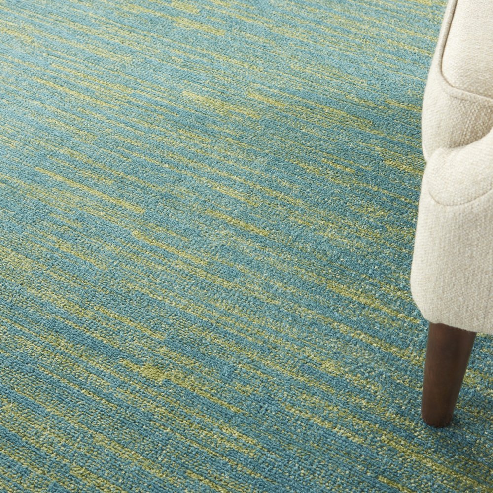 5' X 5' Blue And Green Square Indoor Outdoor Area Rug