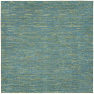 5' X 5' Blue And Green Square Indoor Outdoor Area Rug