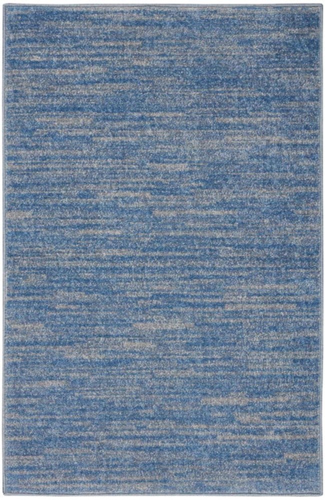 4' Runner Blue And Gray Indoor Outdoor Runner Rug