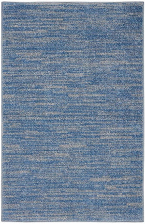 4' Runner Blue And Gray Indoor Outdoor Runner Rug