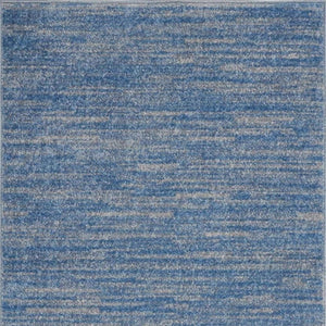 4' Runner Blue And Gray Indoor Outdoor Runner Rug