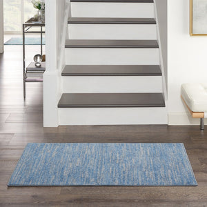 4' Runner Blue And Gray Indoor Outdoor Runner Rug