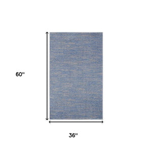 3' X 5' Blue And Gray Indoor Outdoor Area Rug