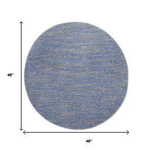 4' Blue And Gray Round Indoor Outdoor Area Rug