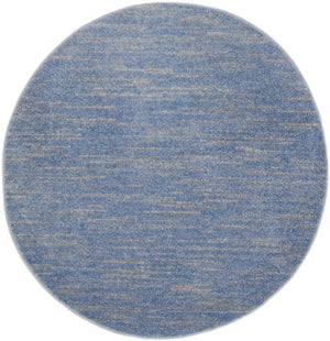 4' Blue And Gray Round Indoor Outdoor Area Rug