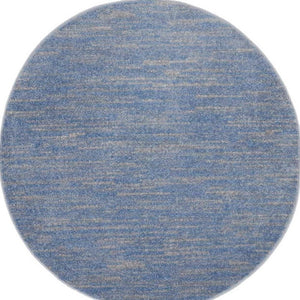 4' Blue And Gray Round Indoor Outdoor Area Rug