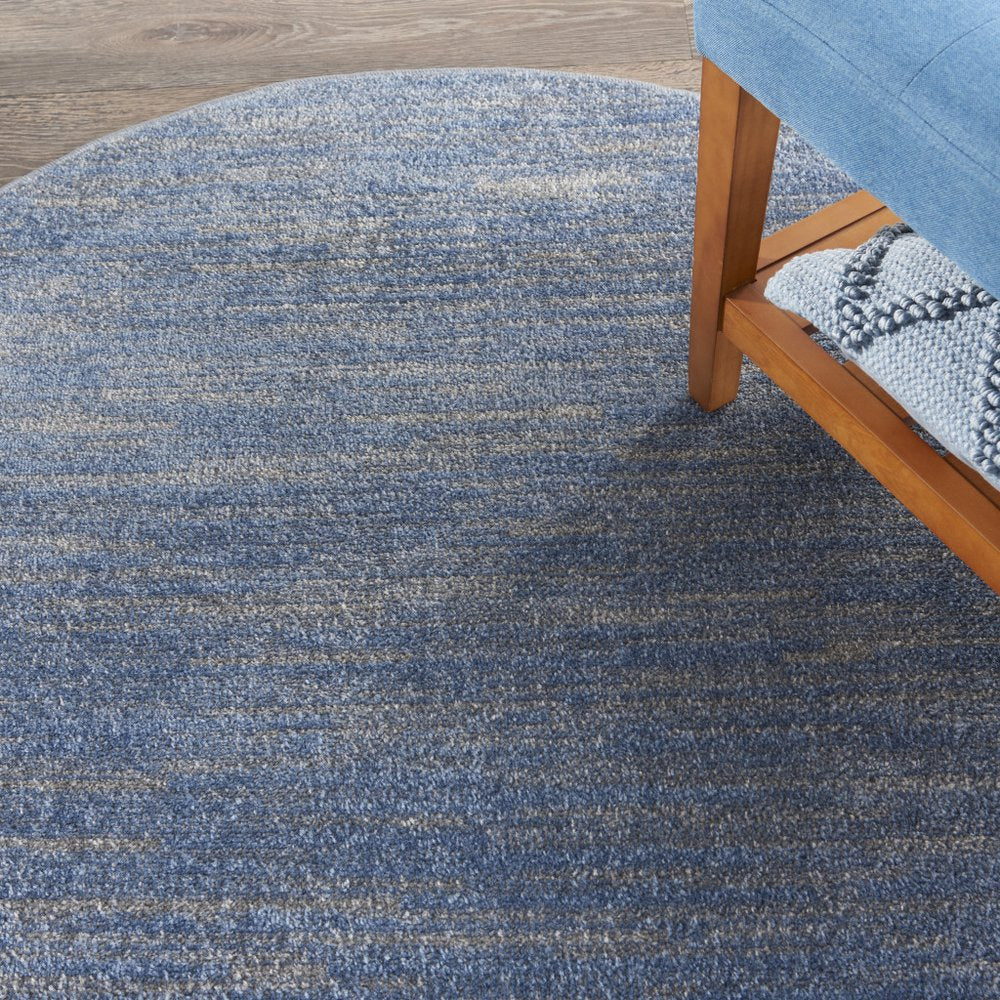 4' Blue And Gray Round Indoor Outdoor Area Rug