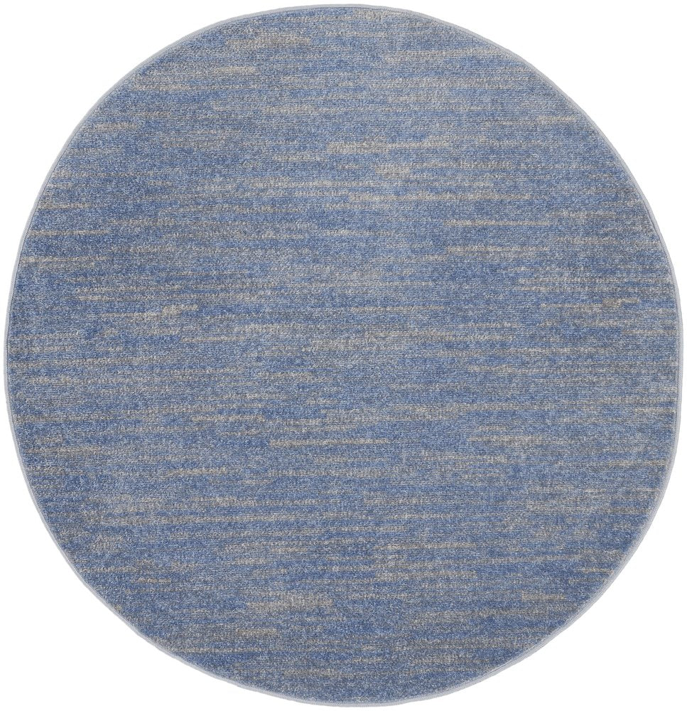 4' Blue And Gray Round Indoor Outdoor Area Rug
