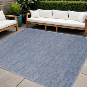 5' X 5' Blue And Gray Square Indoor Outdoor Area Rug