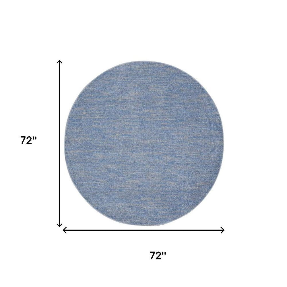 6' X 6' Blue And Gray Round Indoor Outdoor Area Rug