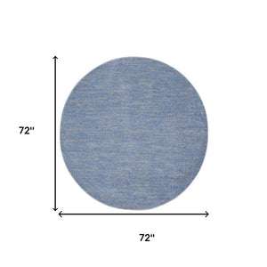 6' X 6' Blue And Gray Round Indoor Outdoor Area Rug
