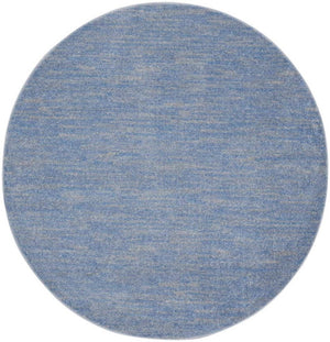 6' X 6' Blue And Gray Round Indoor Outdoor Area Rug