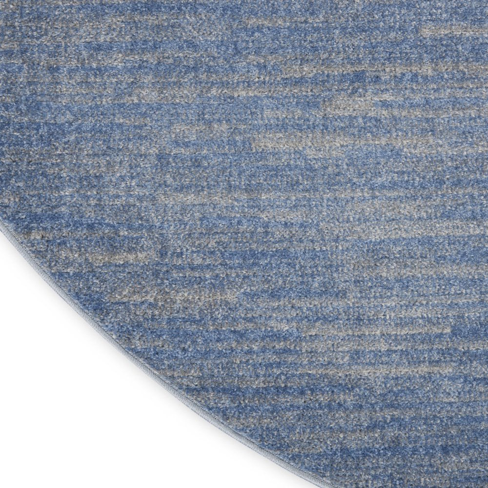 6' X 6' Blue And Gray Round Indoor Outdoor Area Rug