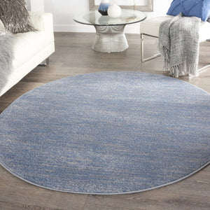 6' X 6' Blue And Gray Round Indoor Outdoor Area Rug