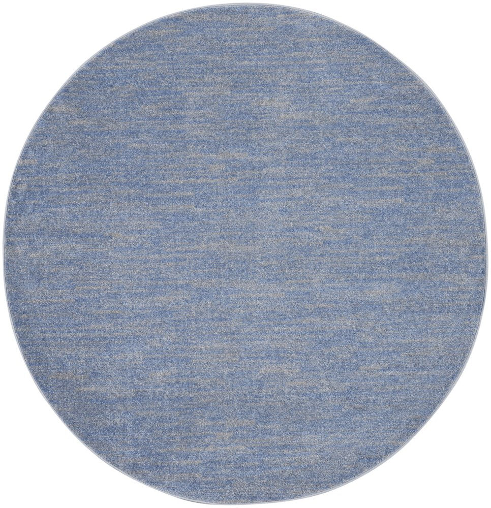6' X 6' Blue And Gray Round Indoor Outdoor Area Rug