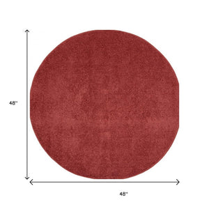 4' Brick Red Round Indoor Outdoor Area Rug