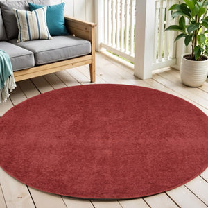 6' X 6' Brick Red Round Indoor Outdoor Area Rug
