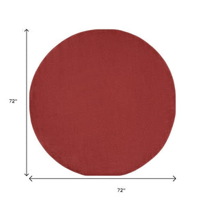 6' X 6' Brick Red Round Indoor Outdoor Area Rug